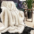 Faux Fur Throw Blanket in Fox Look for Bed and Sofa