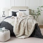Faux Fur Throw Blanket in Fox Look for Bed and Sofa