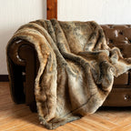 Faux Fur Throw Blanket in Fox Look for Bed and Sofa