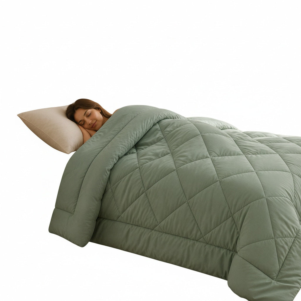 All-in-One Quilted Duvet with 2 Pillowcases, No Cover Needed
