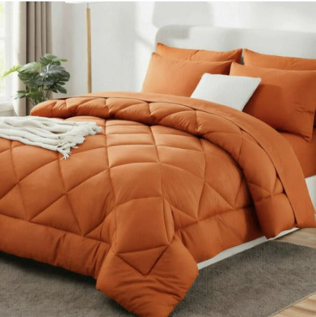 All-in-One Quilted Duvet with 2 Pillowcases, No Cover Needed