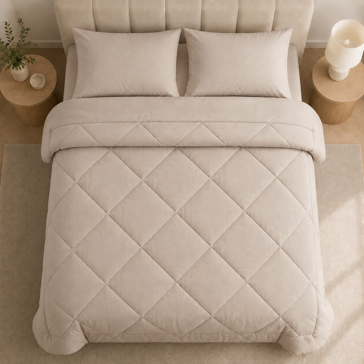 All-in-One Quilted Duvet with 2 Pillowcases, No Cover Needed