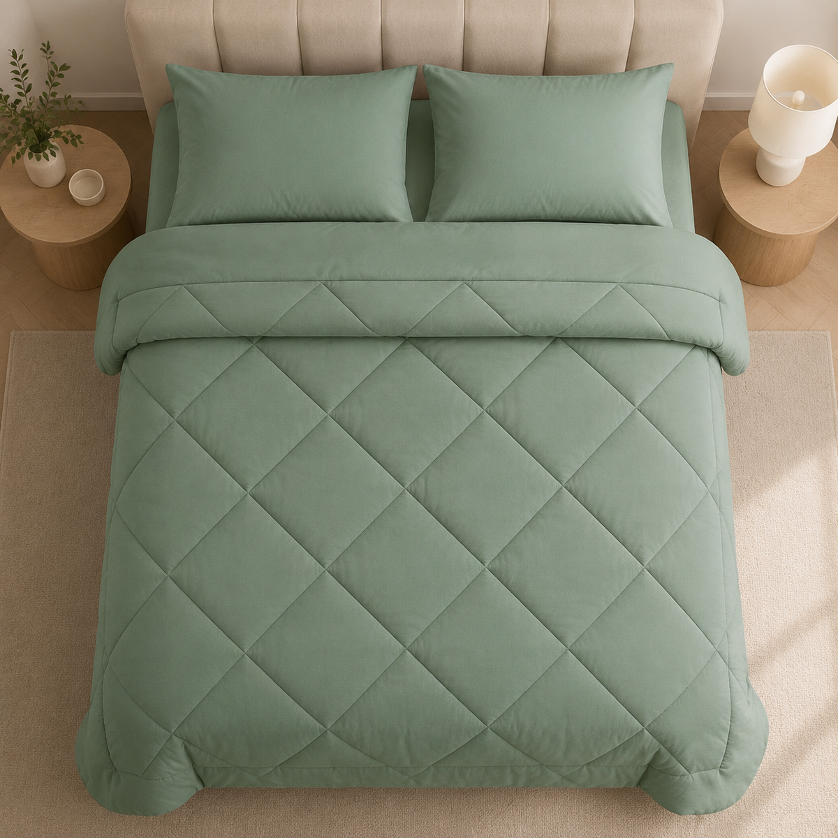 All-in-One Quilted Duvet with 2 Pillowcases, No Cover Needed