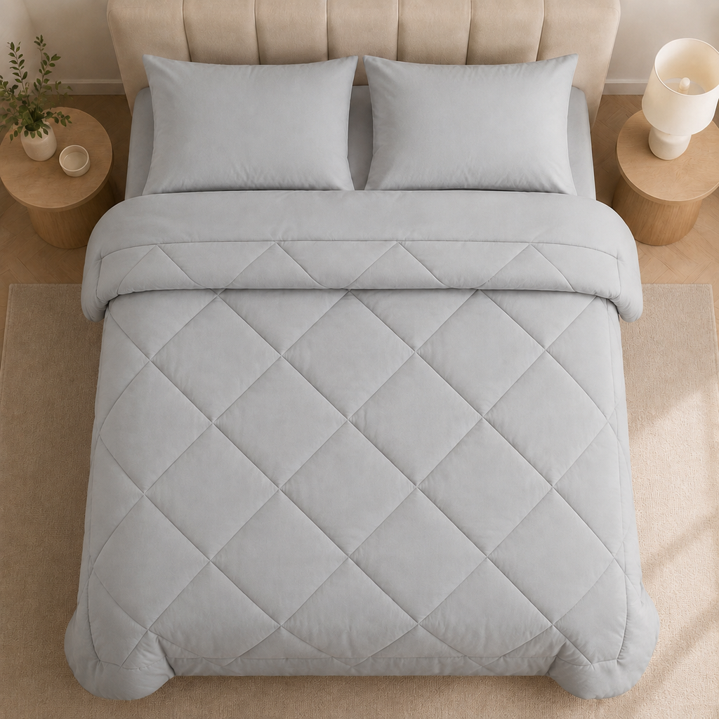 All-in-One Quilted Duvet with 2 Pillowcases, No Cover Needed