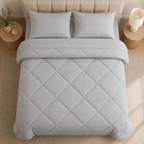 All-in-One Quilted Duvet with 2 Pillowcases, No Cover Needed