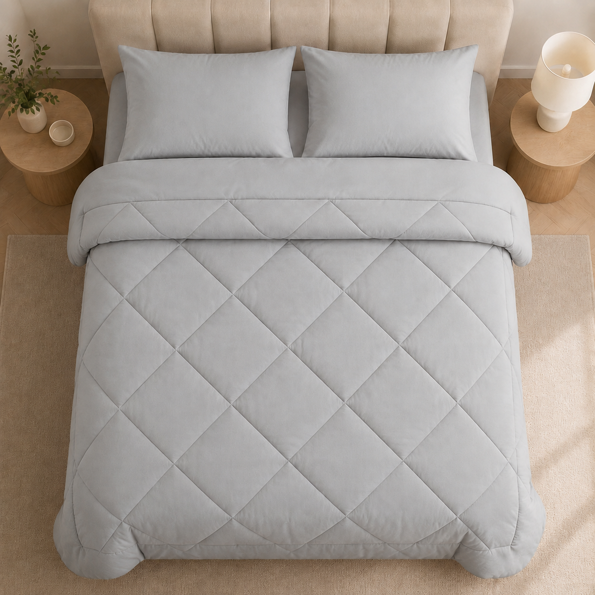 All-in-One Quilted Duvet with 2 Pillowcases, No Cover Needed