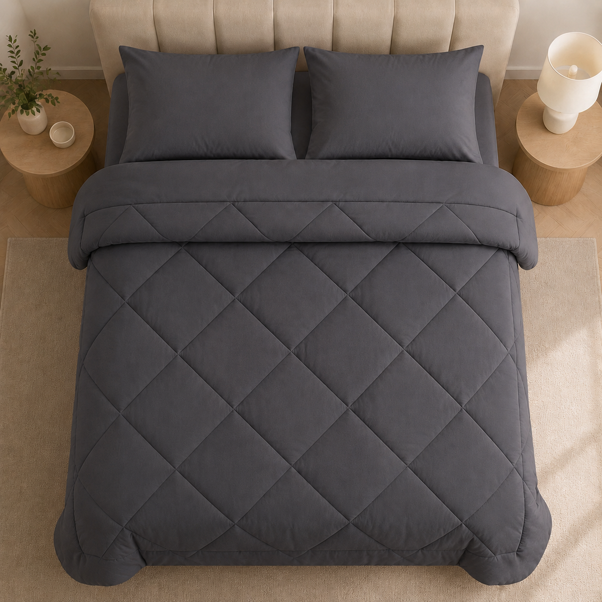 All-in-One Quilted Duvet with 2 Pillowcases, No Cover Needed