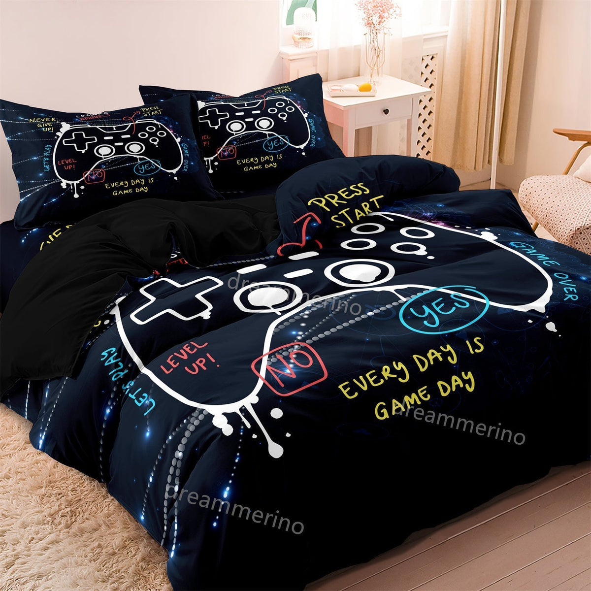 Kids Gaming Controller Print Duvet Cover Set