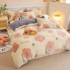 Flannel Fleece Duvet Cover Set with 2 Pillowcases