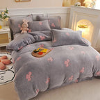 Flannel Fleece Duvet Cover Set with 2 Pillowcases