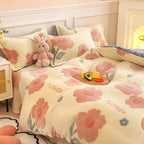 Flannel Fleece Duvet Cover Set with 2 Pillowcases
