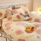 Flannel Fleece Duvet Cover Set with 2 Pillowcases