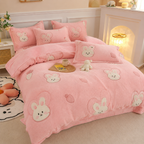 Flannel Fleece Duvet Cover Set with 2 Pillowcases