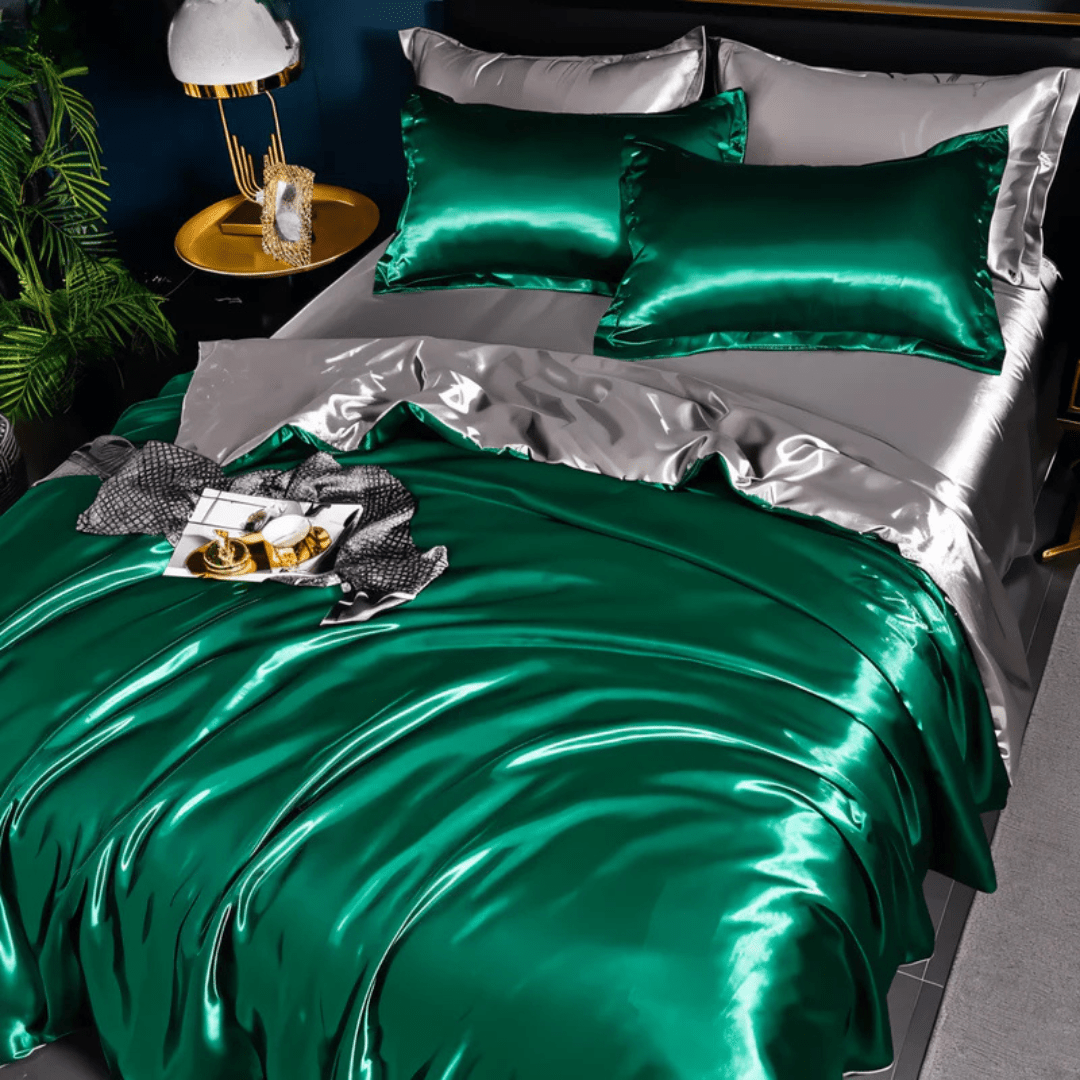 Satin Weave Duvet Cover Set with Fitted Sheet
