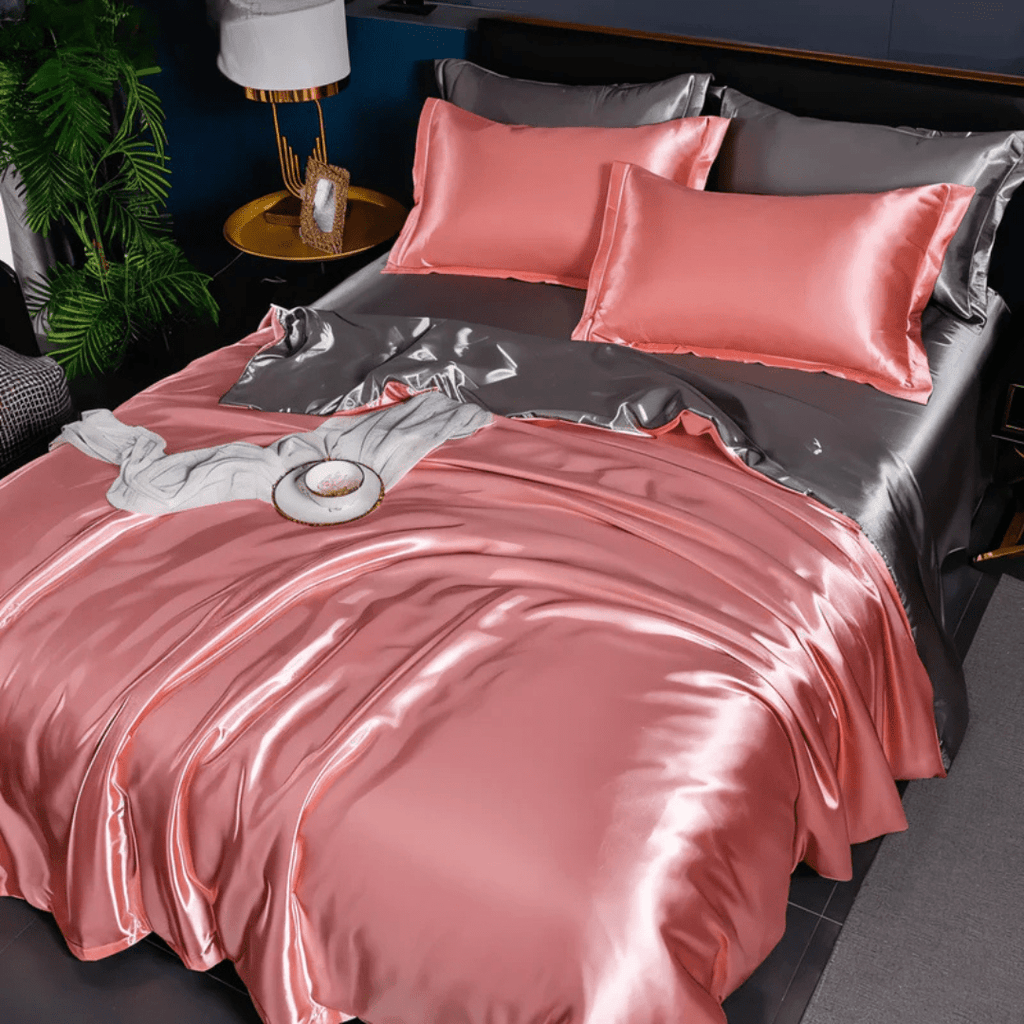 Satin Weave Duvet Cover Set with Fitted Sheet