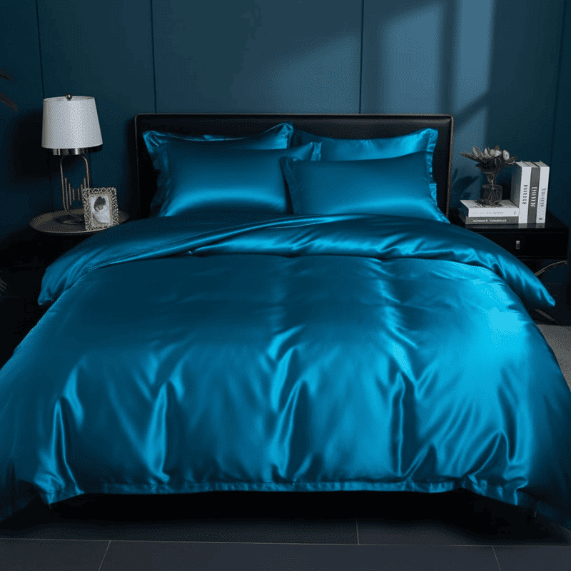 Satin Weave Duvet Cover Set with Fitted Sheet