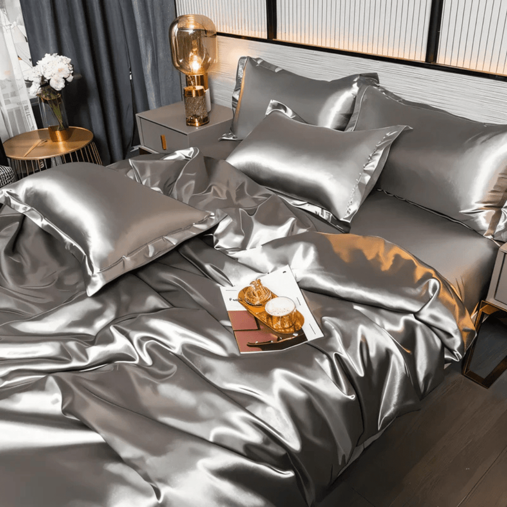 Satin Weave Duvet Cover Set with Fitted Sheet