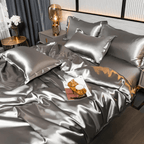 Satin Weave Duvet Cover Set with Fitted Sheet