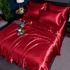 Satin Weave Duvet Cover Set with Fitted Sheet