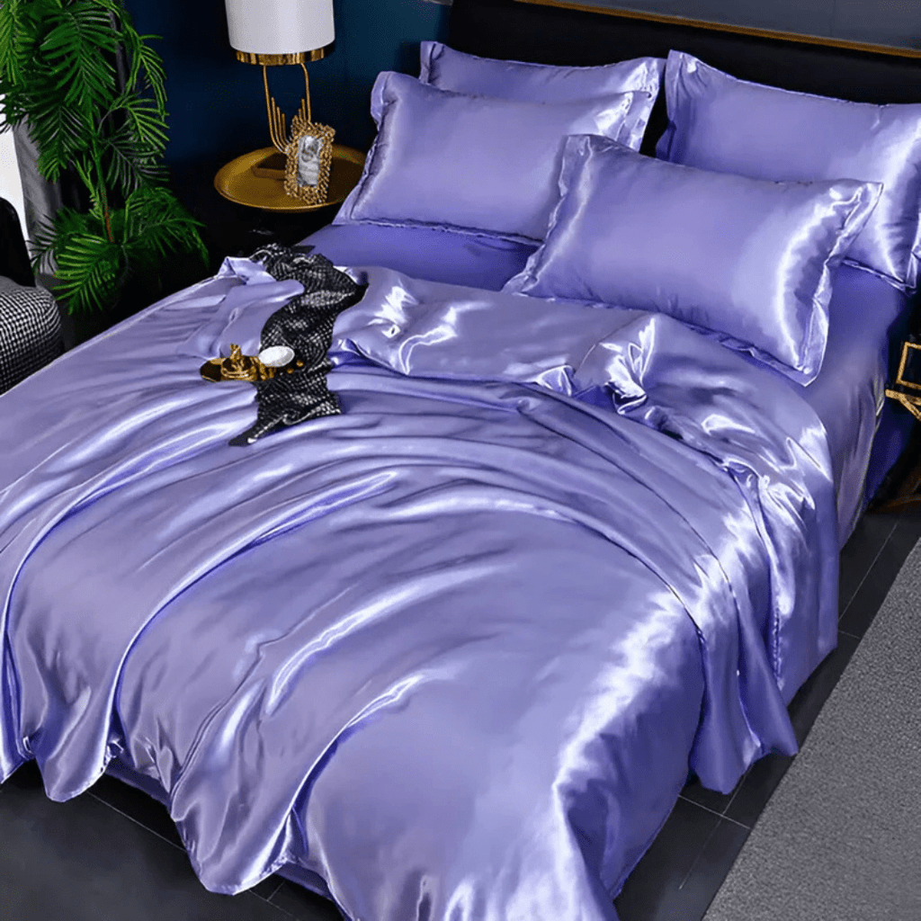 Satin Weave Duvet Cover Set with Fitted Sheet