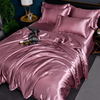 Satin Weave Duvet Cover Set with Fitted Sheet