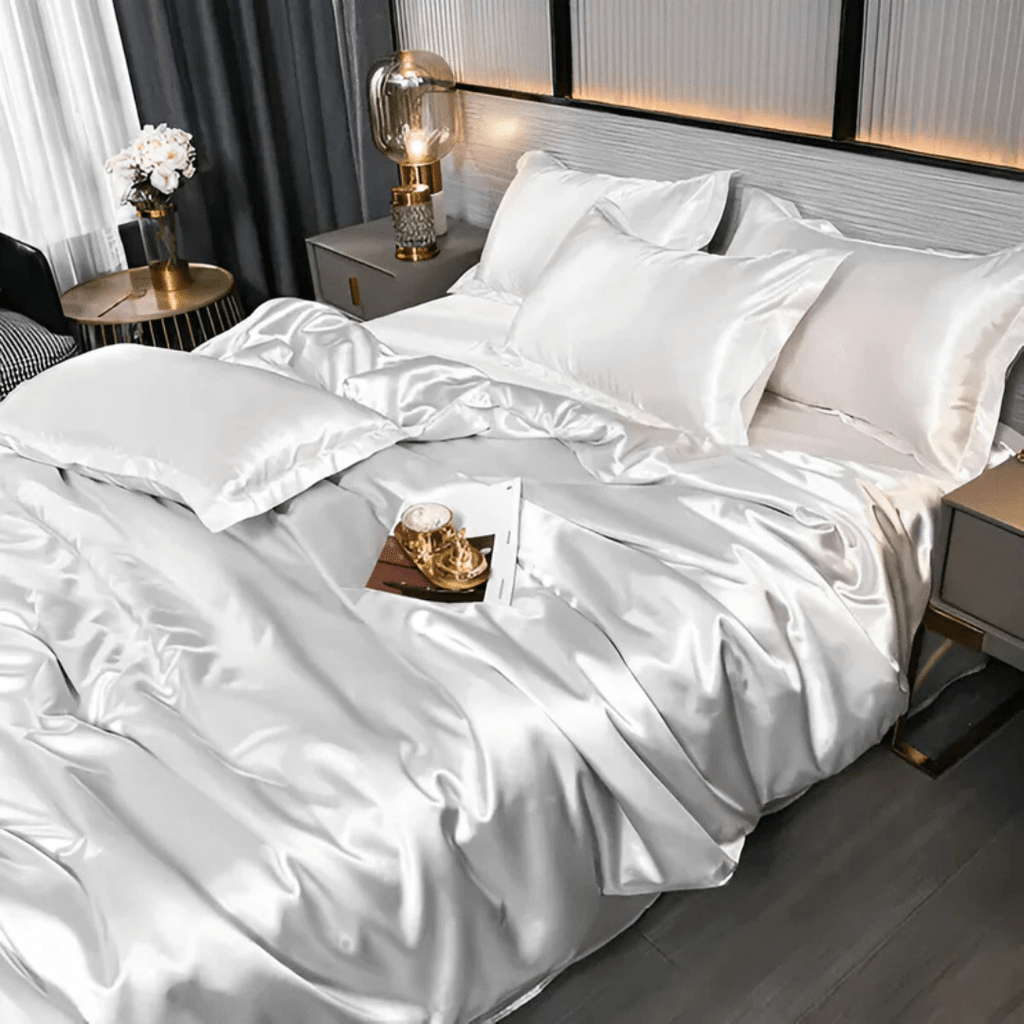 Satin Weave Duvet Cover Set with Fitted Sheet