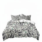 Dollar Bill Print Duvet Cover Set with Zip Closure