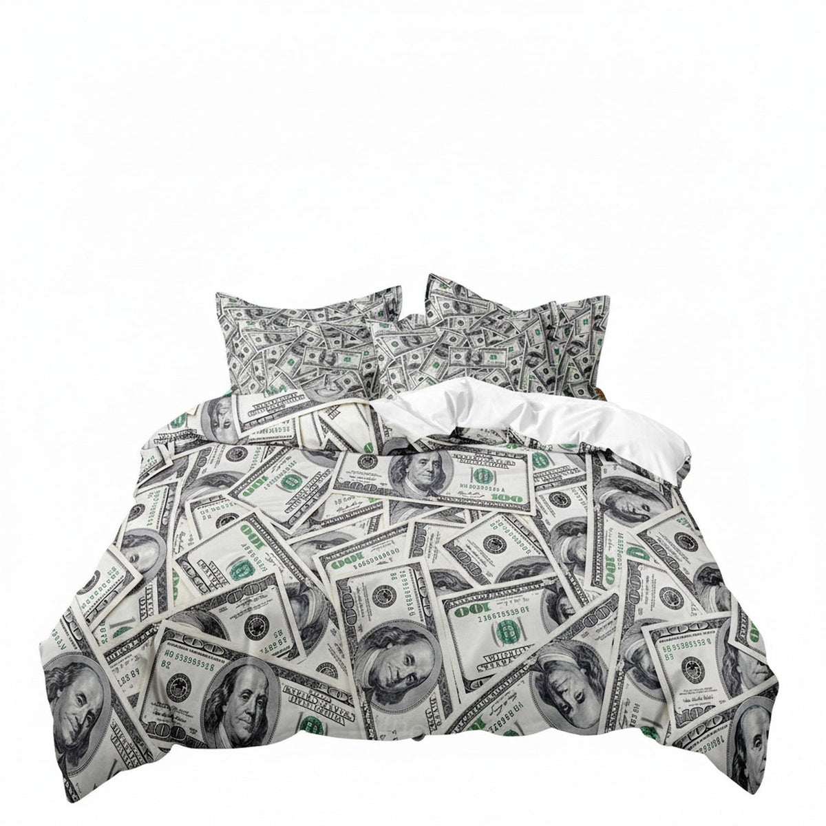 Dollar Bill Print Duvet Cover Set with Zip Closure