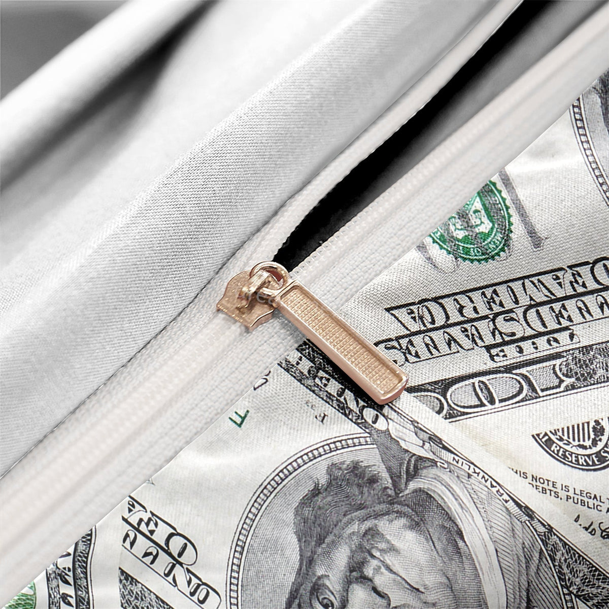 Dollar Bill Print Duvet Cover Set with Zip Closure