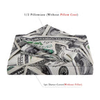 Dollar Bill Print Duvet Cover Set with Zip Closure