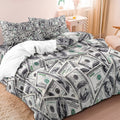 Dollar Bill Print Duvet Cover Set with Zip Closure