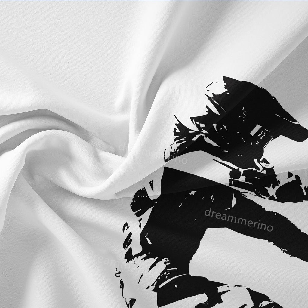 Motocross Print Duvet Cover Set in Black and White