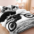 Motocross Print Duvet Cover Set in Black and White
