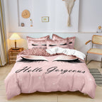 Eyelash Print Duvet Cover Set with Rose Gold Zip