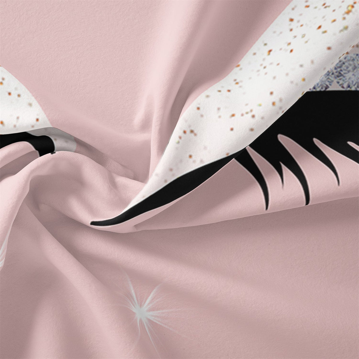 Eyelash Print Duvet Cover Set with Rose Gold Zip