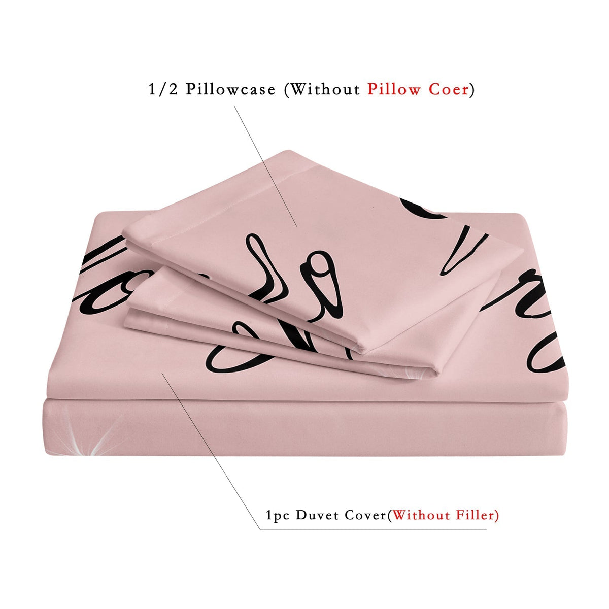 Eyelash Print Duvet Cover Set with Rose Gold Zip