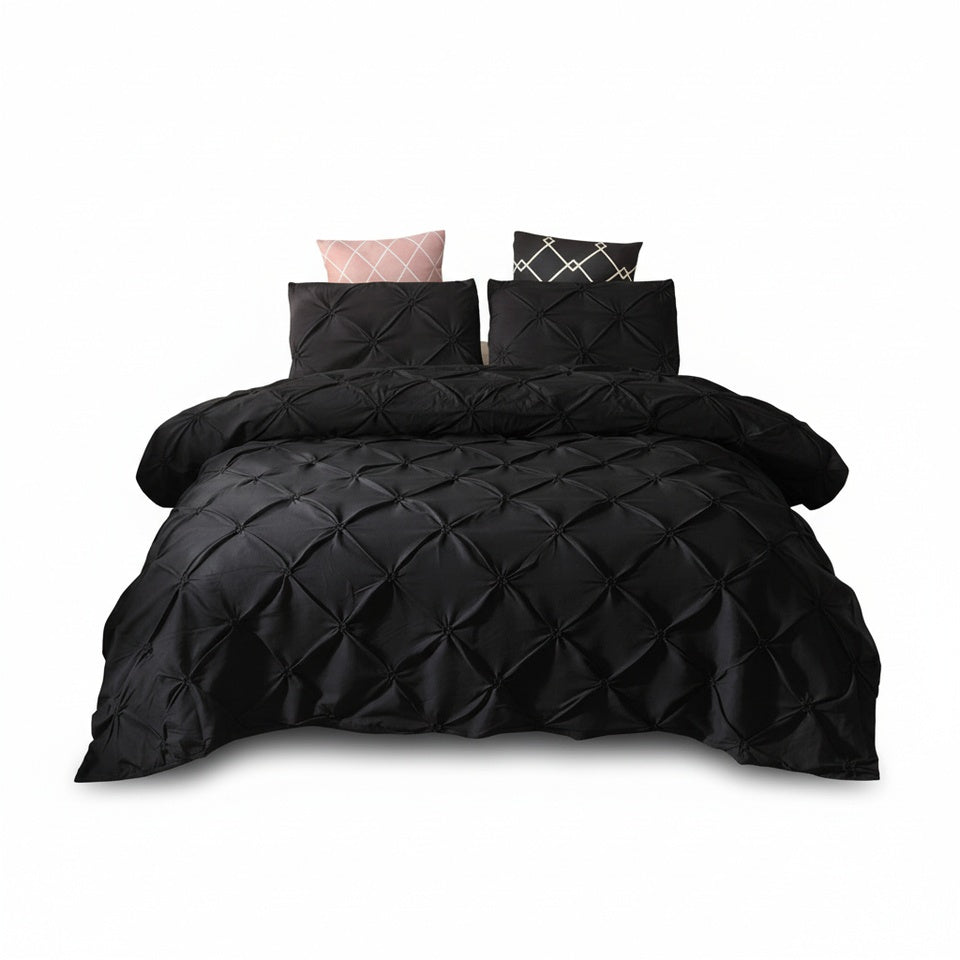 Pinch Pleat Duvet Cover Set with 2 Pillowcases