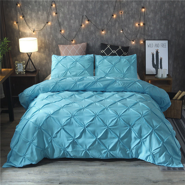 Pinch Pleat Duvet Cover Set with 2 Pillowcases