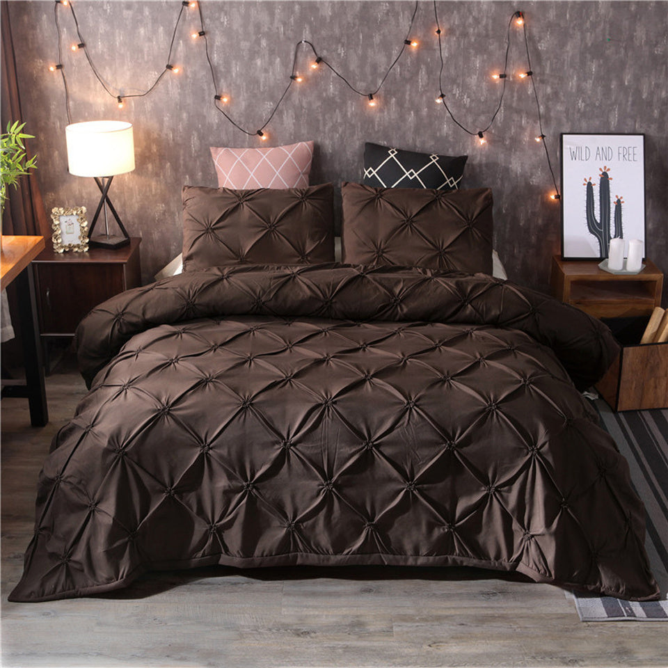 Pinch Pleat Duvet Cover Set with 2 Pillowcases