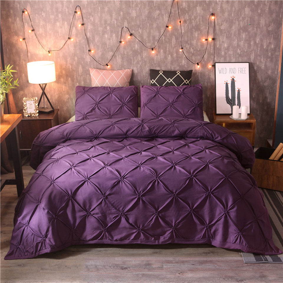 Pinch Pleat Duvet Cover Set with 2 Pillowcases