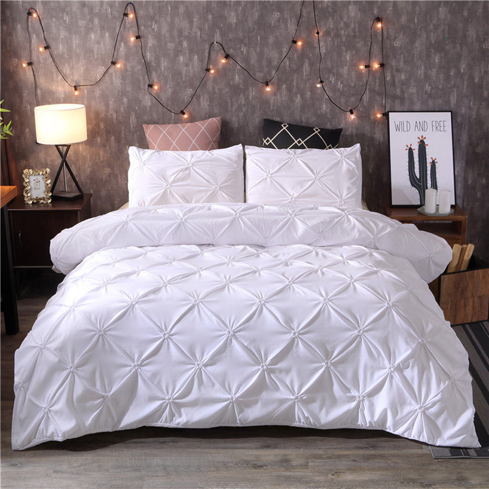Pinch Pleat Duvet Cover Set with 2 Pillowcases
