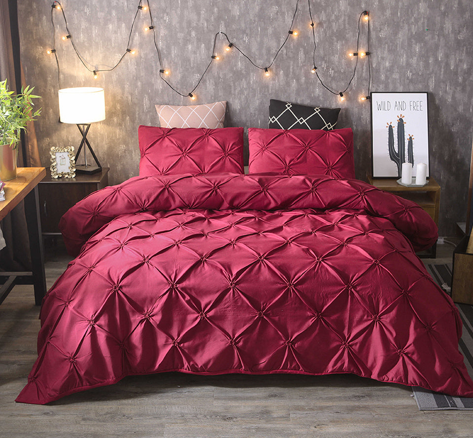 Pinch Pleat Duvet Cover Set with 2 Pillowcases