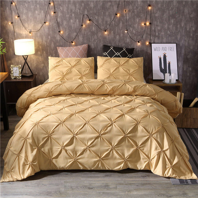 Pinch Pleat Duvet Cover Set with 2 Pillowcases