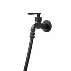 Brass Wall-Mounted Garden Tap with Hose Connector, Matt Black