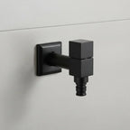 Brass Wall-Mounted Garden Tap with Hose Connector, Matt Black