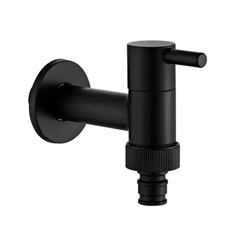 Brass Wall-Mounted Garden Tap with Hose Connector, Matt Black