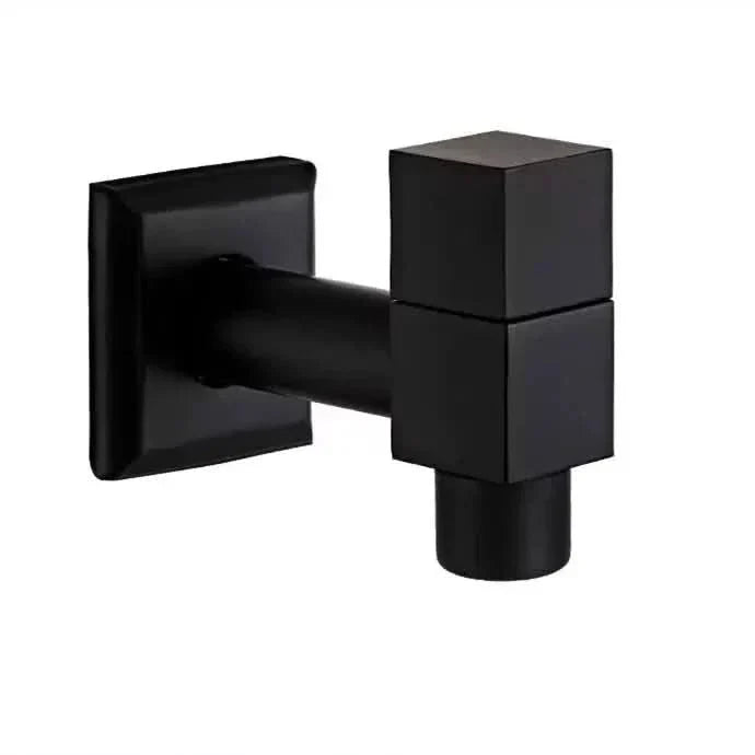 Brass Wall-Mounted Garden Tap with Hose Connector, Matt Black