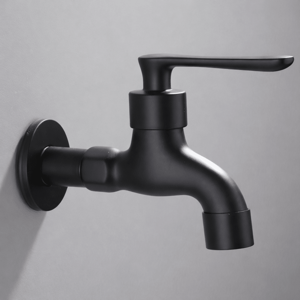 Brass Wall-Mounted Garden Tap with Hose Connector, Matt Black
