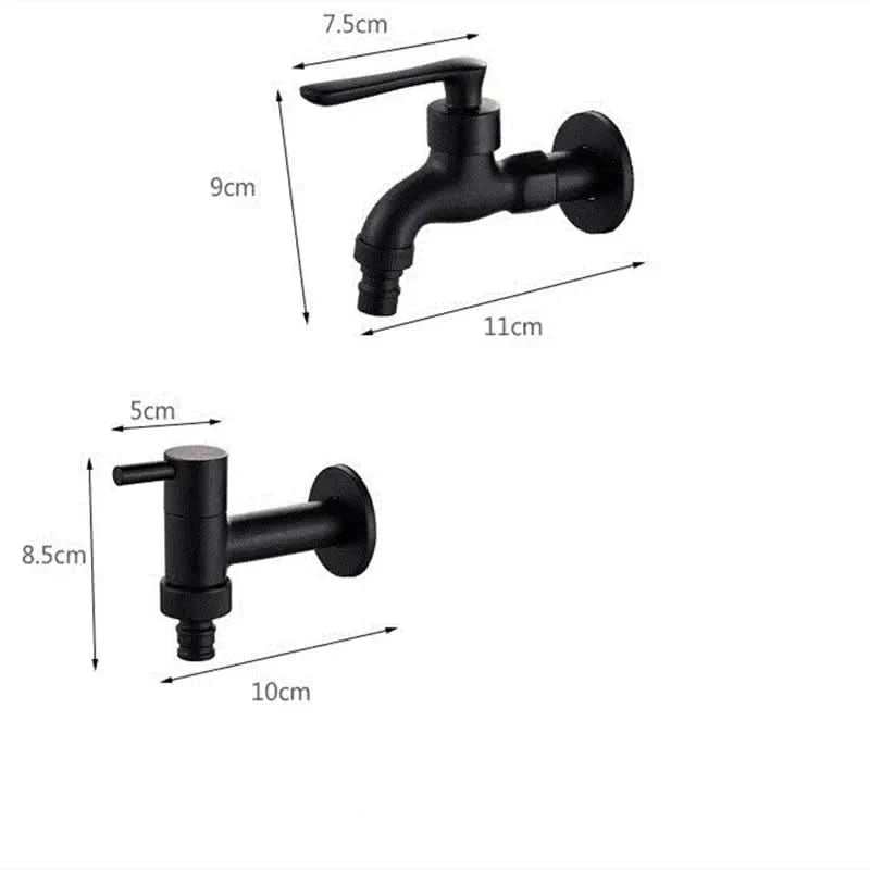 Brass Wall-Mounted Garden Tap with Hose Connector, Matt Black
