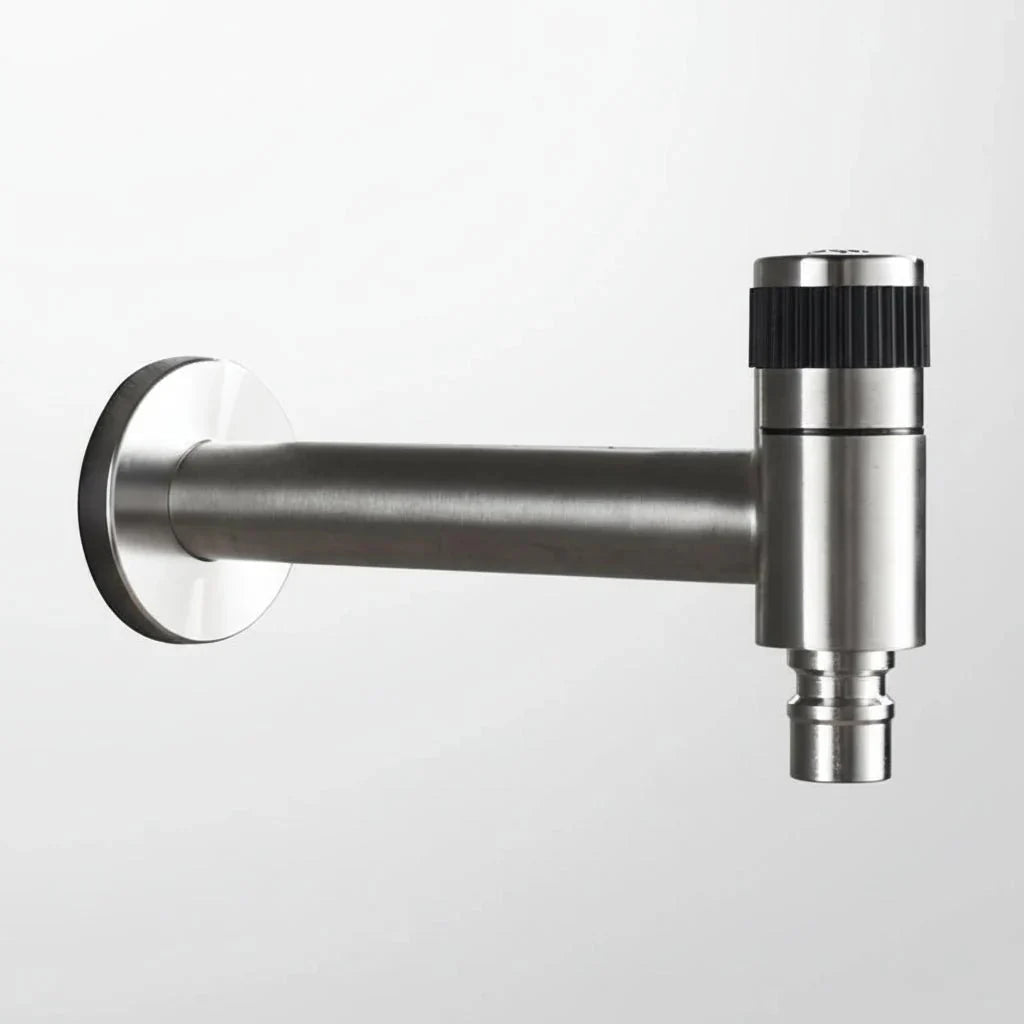 Wall-Mounted Garden Tap with Hose Connector, Stainless Steel